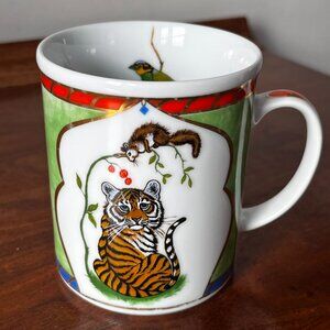 Lynn Chase 1991 “Tiger Raj" Mug Decorated With 24K Gold Vintage Coffee Cup 10 oz